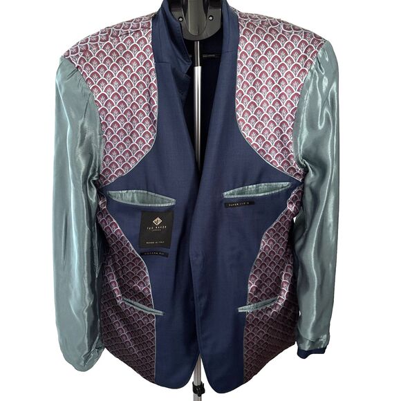 Ted Baker Men’s Size 42R Modern Fit Super 110's Blue Wool Blazer Sport Coat - Picture 9 of 13